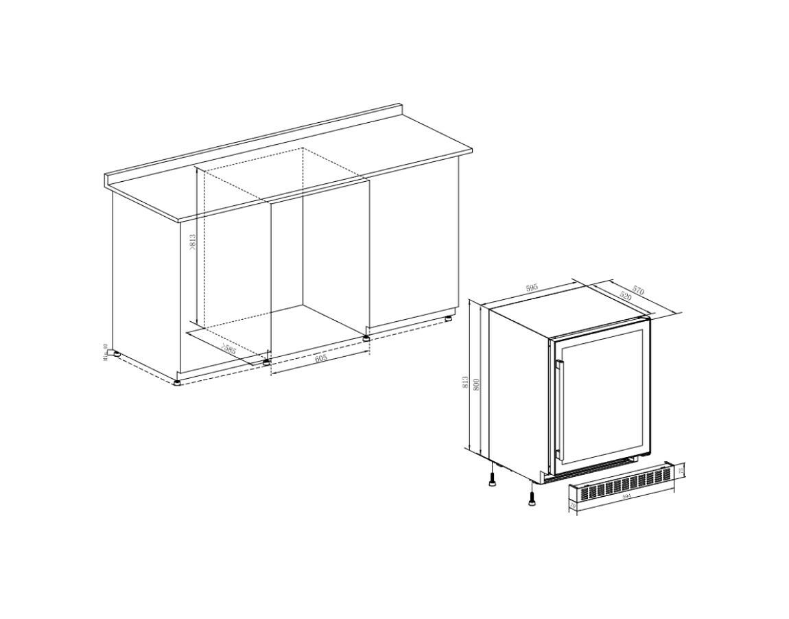Temptech CPROX60SX Copenhagen Cantina vini da incasso cm. 60 h. 81 - 40 bottiglie - inox