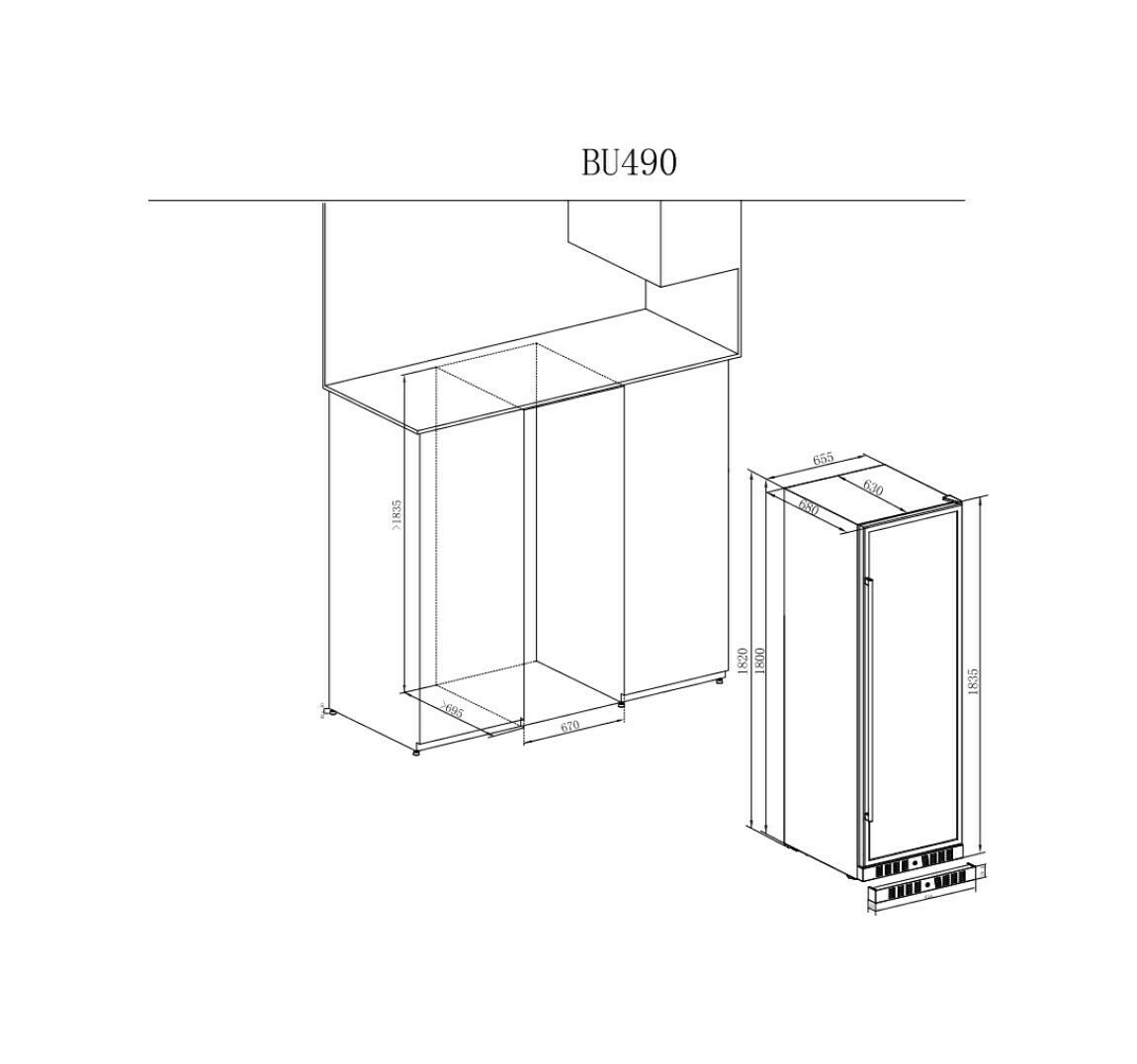 Temptech E1000DX Elegance Cantina vino a libera installazione - cm. 66 h. 184 - 153 bottiglie - inox