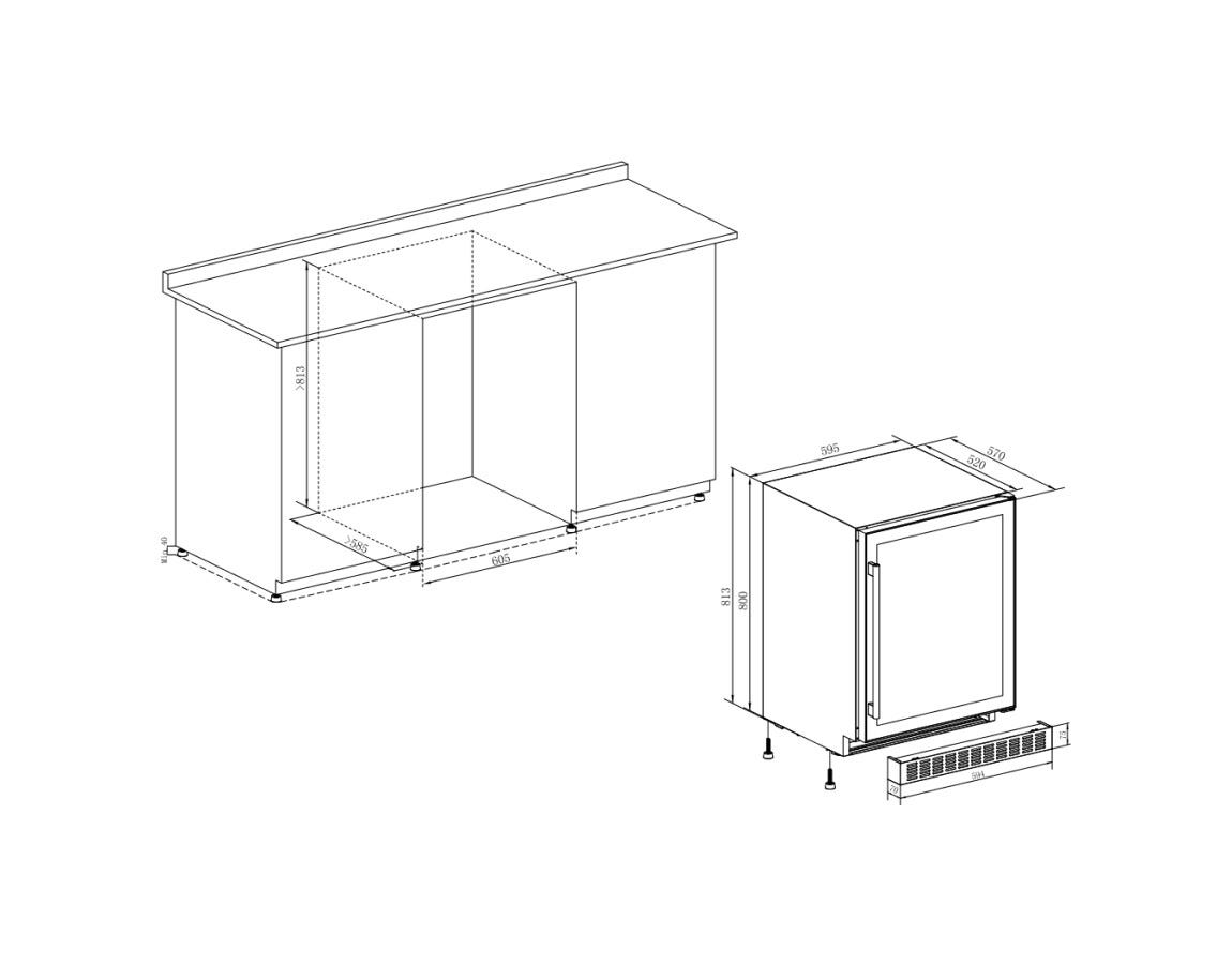 Temptech OX60DRB Oslo Cantina vini da incasso cm. 60 h. 81 - 46 bottiglie - nero