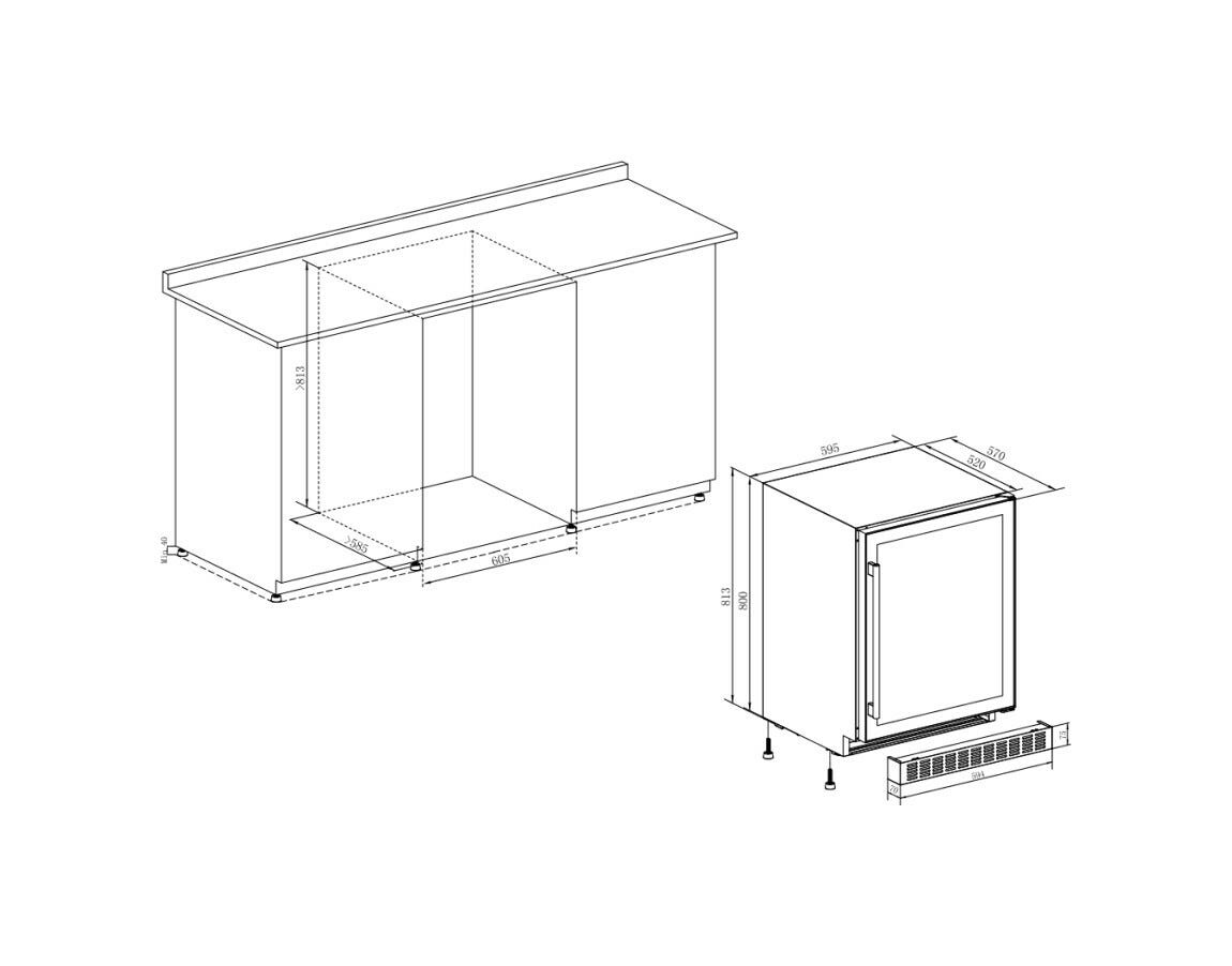 Temptech OX60DX Oslo Cantina vini da incasso cm. 60 h. 81 - 46 bottiglie - inox