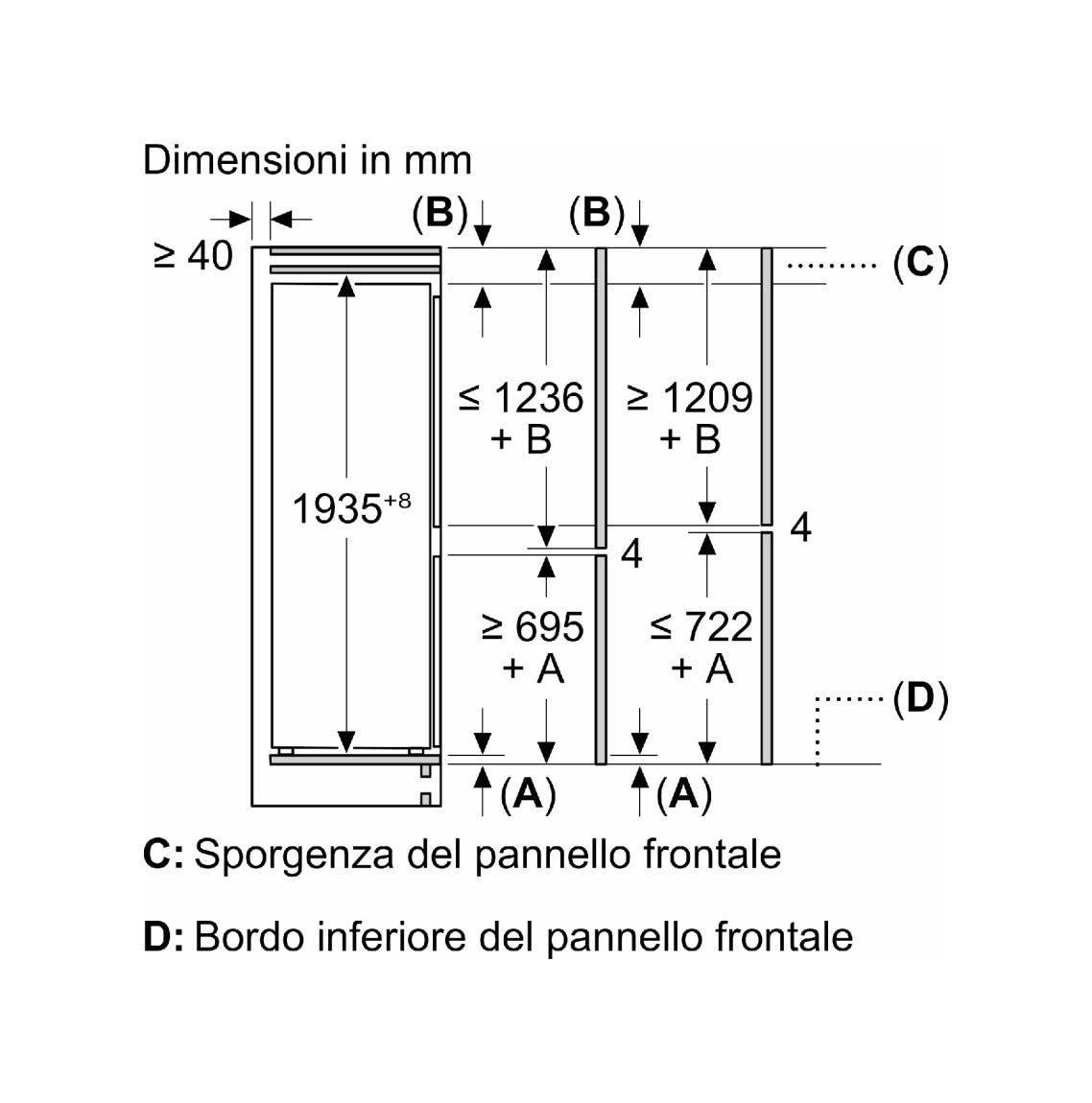 Bosch KIN96VFD0 Serie 4 Frigorifero combinato da incasso, 290 litri, NoFrost, VitaFresh XXL, cerniera piatta, classe D