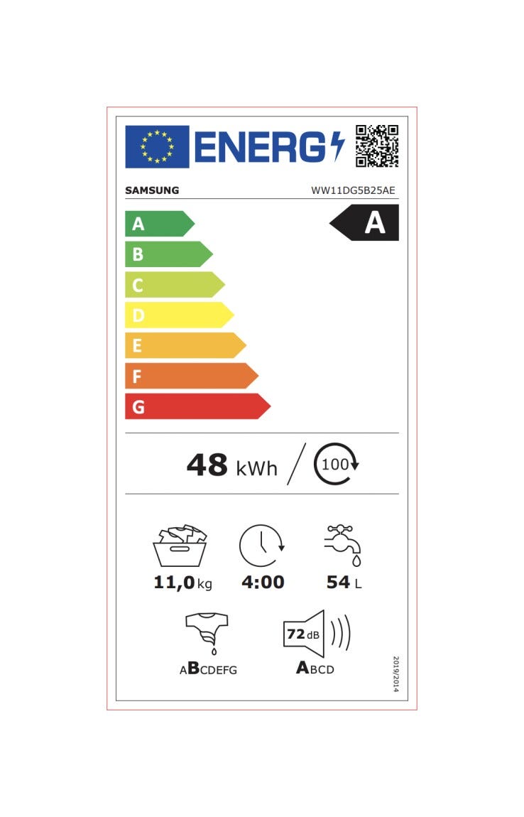 Samsung WW11DG5B25AEET Crystal Clean Lavatrice cm. 60 - capacità 11 kg - bianco