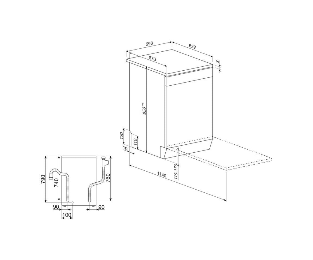 Smeg LVS342CQSX Universale Lavastoviglie a libera installazione cm. 60 - 14 coperti - inox
