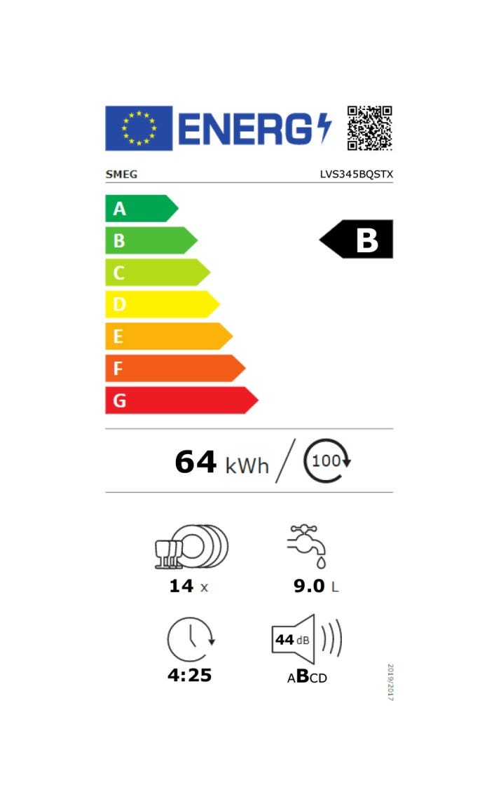 Smeg LVS345BQSTX Classica Lavastoviglie a libera installazione cm. 60 - 14 coperti - inox