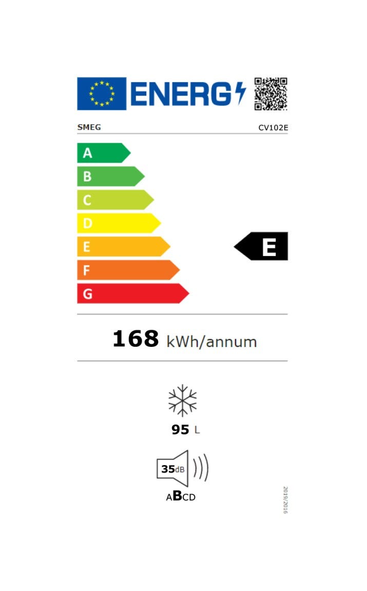 Smeg CV102E Universale Congelatore verticale a libera installazione cm. 54 h. 84 - lt. 95 - bianco
