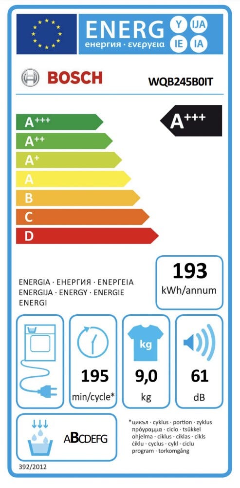 Bosch WQB245B0IT Serie 8 Asciugatrice cm. 60 - capacità 9 kg - bianco