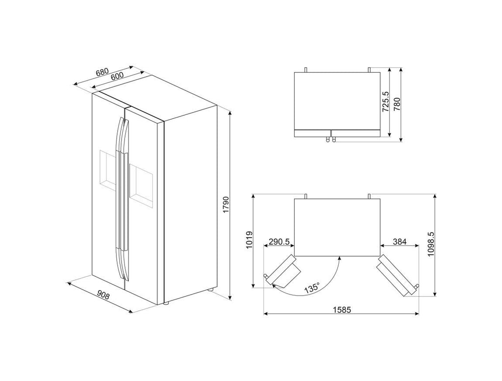 Smeg SBS63XDE Universale Frigorifero con congelatore side by side cm. 91 h. 179 - lt. 580 - inox