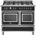 Bertazzoni HER106L2ENET Heritage Cucina da accosto cm. 100 - 6 fuochi a gas + 2 forni elettrici - scaldavivande - nero opaco