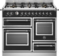 Bertazzoni HER106L3ENET Heritage Cucina da accosto cm. 100 - 6 fuochi a gas + 3 forni elettrici - scaldavivande - nero opaco