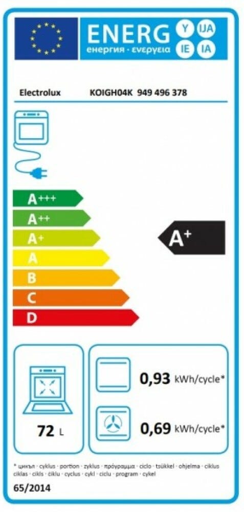Electrolux KOIGH04K 300 Forno elettrico 72 L, convezione 300, AquaClean, Display LED, classe A, nero