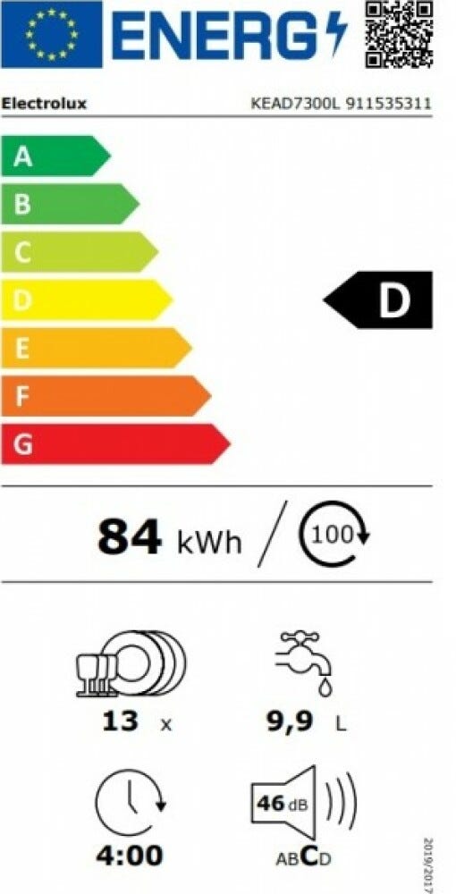Electrolux KEAD7300L 300 Lavastoviglie integrata totale, 13 coperti, AutoSense, XtraPower