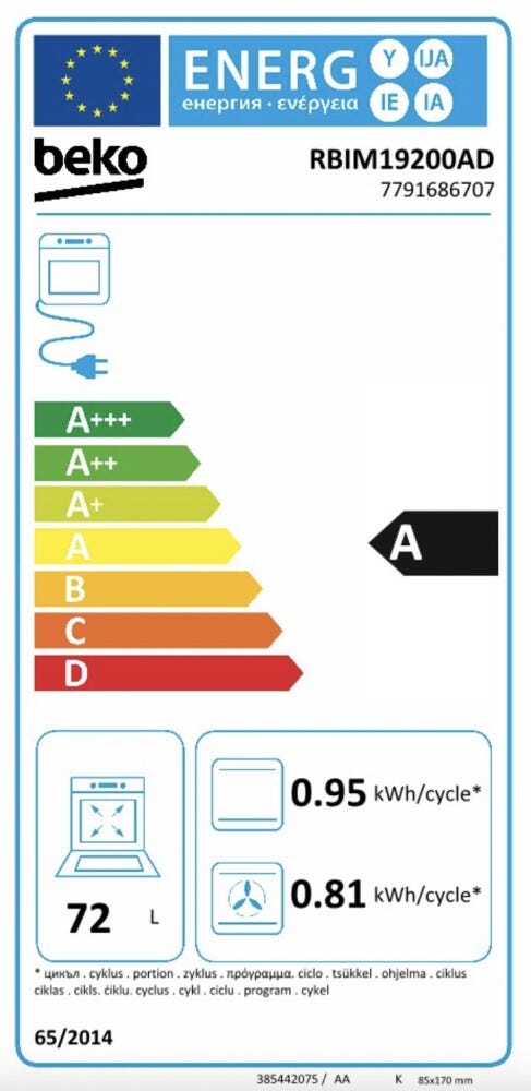 Beko RBIM19200AD Forno elettrico termoventilato cm. 60 - antracite rustico