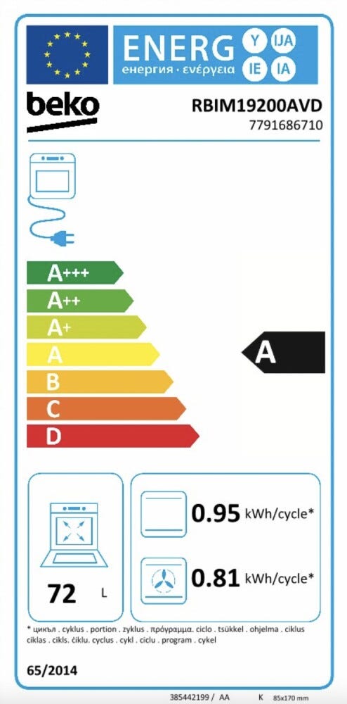 Beko RBIM19200AVD Forno elettrico termoventilato cm. 60 - avena rustico