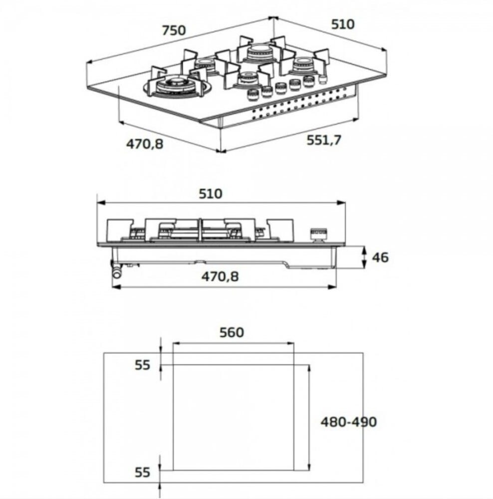 Beko HIAL75224SXE Piano cottura a gas cm. 75 - inox