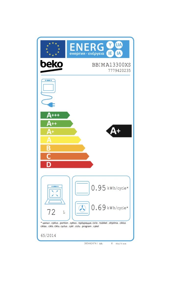 Beko BBIMA13300XS Forno elettrico termoventilato cm. 60 - inox/nero