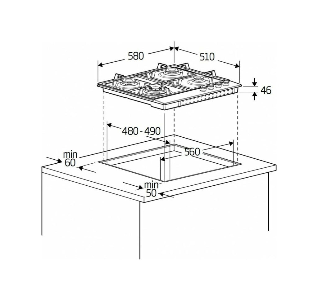 Beko HIAG64224SXE Piano cottura a gas cm. 58 - inox