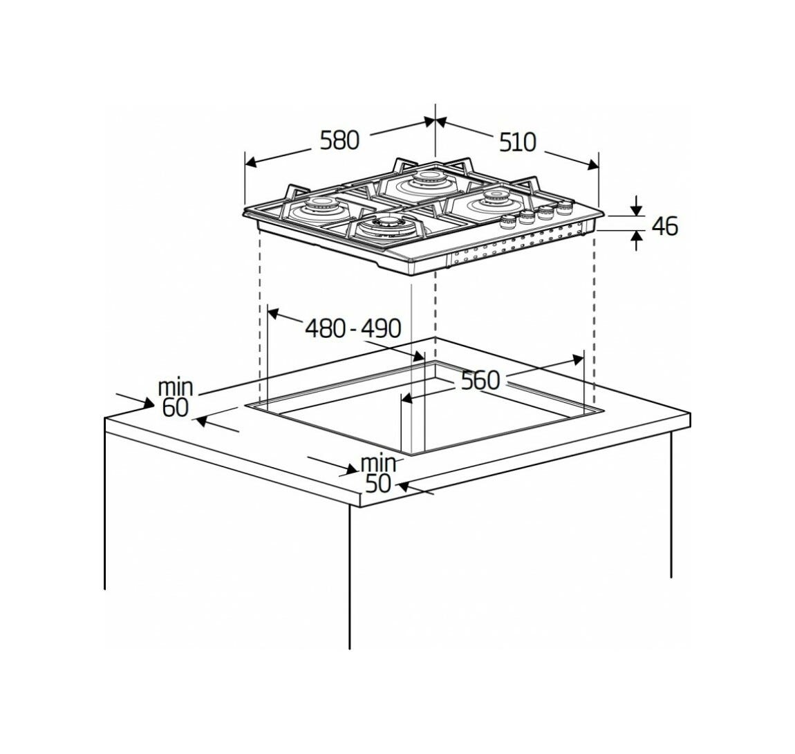 Beko HIAG64224SXE Piano cottura a gas cm. 58 - inox