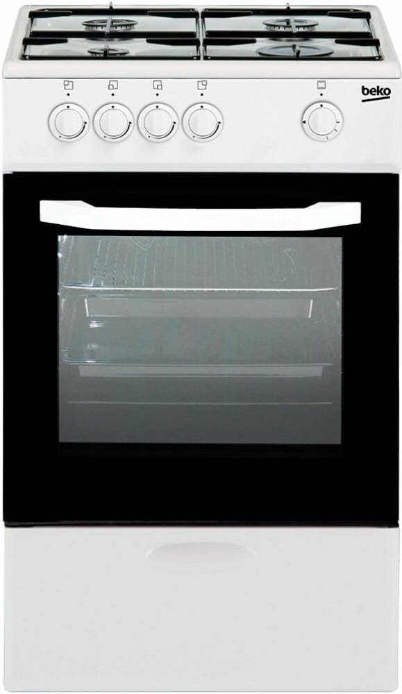 Beko CSG 42009 DW Cucina da accosto cm. 50 - 4 fuochi gas + 1 forno gas - bianco/nero