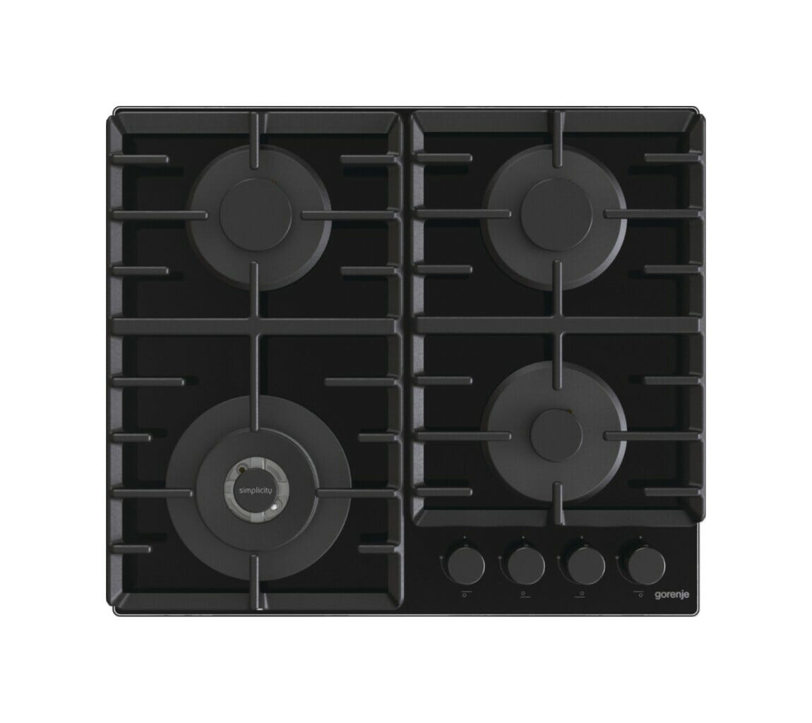 Gorenje OUTLET GTW642SYB Piano cottura a gas cm. 60 - nero - ARTICOLO NUOVO CON LIEVI ALONI SU PIANO (vedi foto) SENZA IMBALLO ORIGINALE
