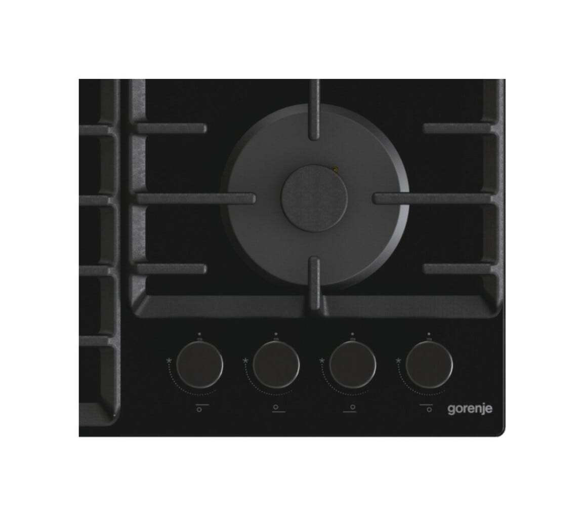 Gorenje OUTLET GTW642SYB Piano cottura a gas cm. 60 - nero - ARTICOLO NUOVO CON LIEVI ALONI SU PIANO (vedi foto) SENZA IMBALLO ORIGINALE