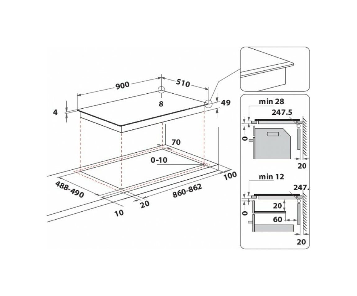 Hotpoint Ariston HT 1090 BA Piano cottura a induzione cm. 90 - vetro nero