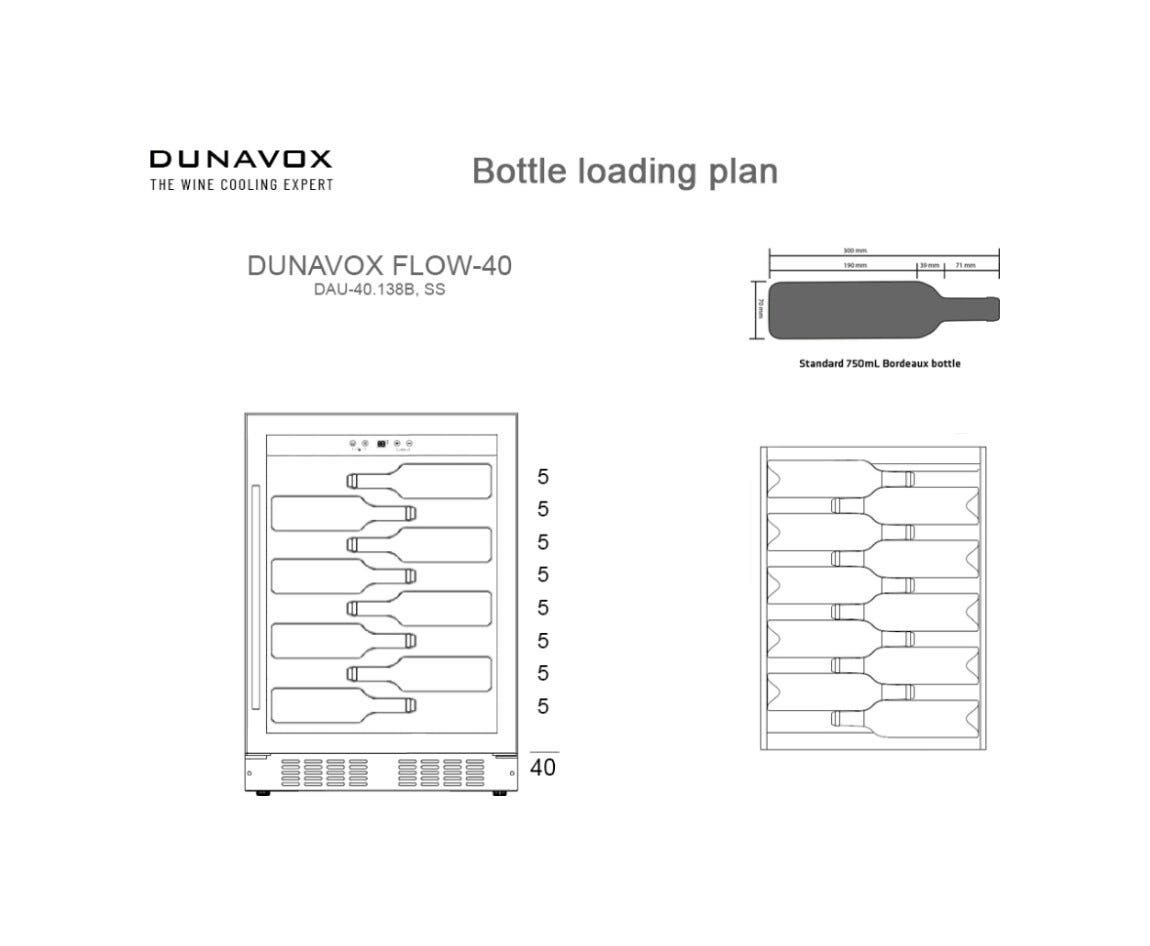 Dunavox DAUF-40.138B Flow-40 Cantina vini da incasso cm. 60 - 40 bottiglie - nero