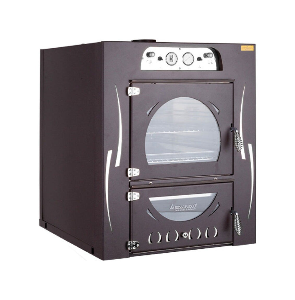 Rossofuoco Fiamma Incasso Forno a legna da incasso 75 x 77 cm a combustione separata - antracite/inox