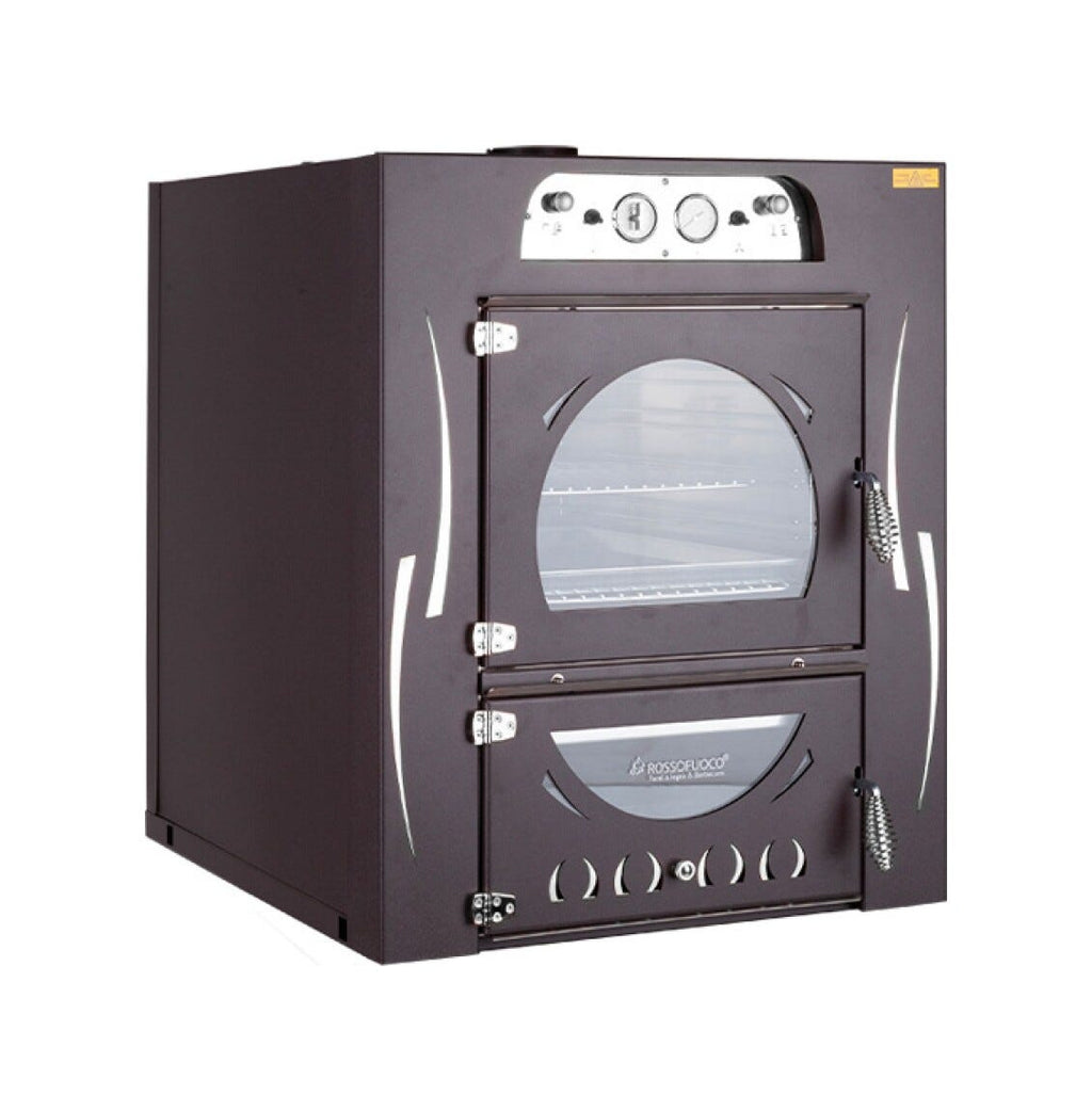 Rossofuoco Fiamma Incasso Forno a legna da incasso 75 x 77 cm a combustione separata - antracite/inox
