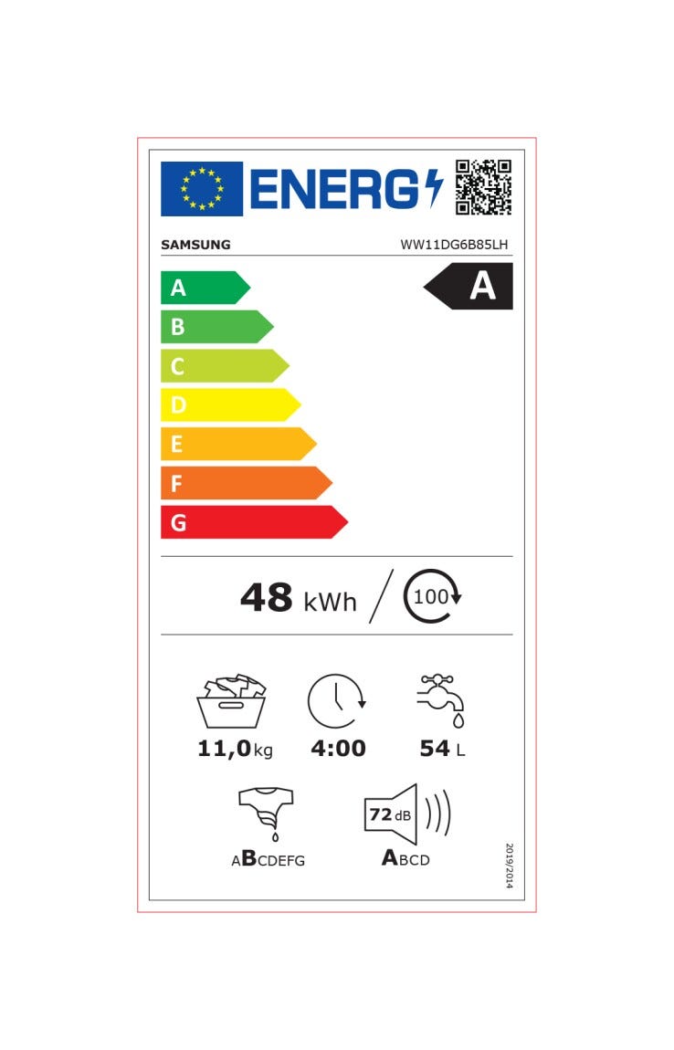 Samsung WW11DG6B85LH Ai Control Lavatrice cm. 60 - capacità 11 kg - bianco
