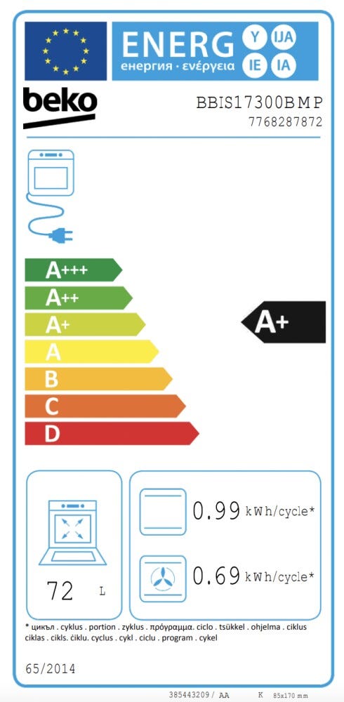 Beko BBIS17300BMP Forno elettrico cm. 60 - nero