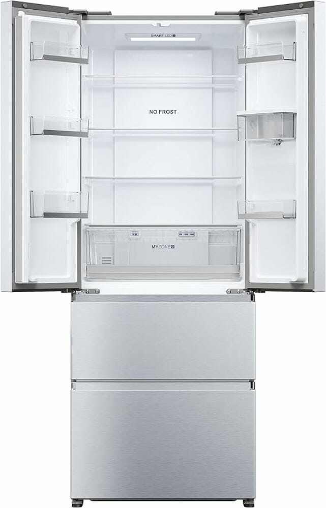 Haier HFR5719EWMG 5 Frigorifero con congelatore 4 porte - cm. 70 h. 190 - lt. 444 - silver