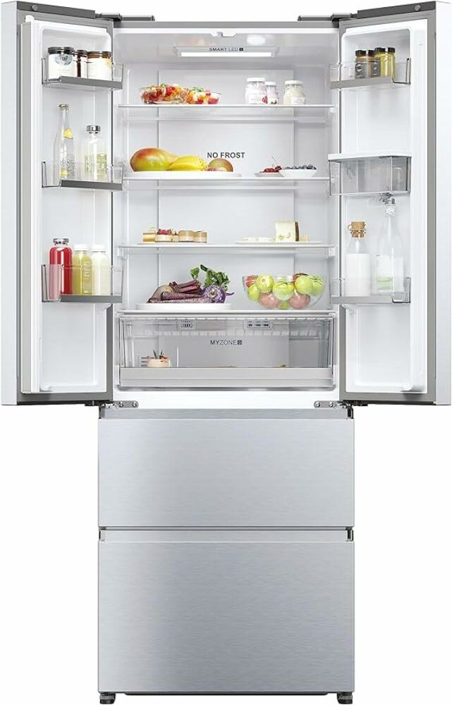 Haier HFR5719EWMG 5 Frigorifero con congelatore 4 porte - cm. 70 h. 190 - lt. 444 - silver