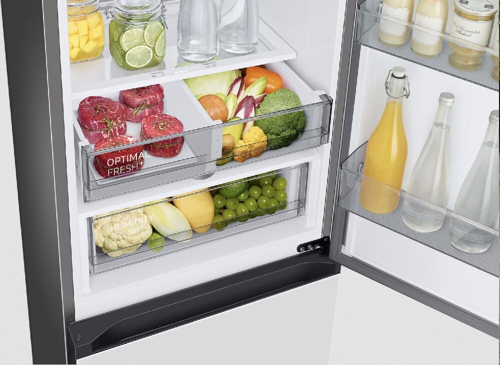 Samsung RB34C7B5E12/EF Bespoke Frigorifero con congelatore a libera installazione cm. 60 h. 185 - lt. 344 - vetro bianco