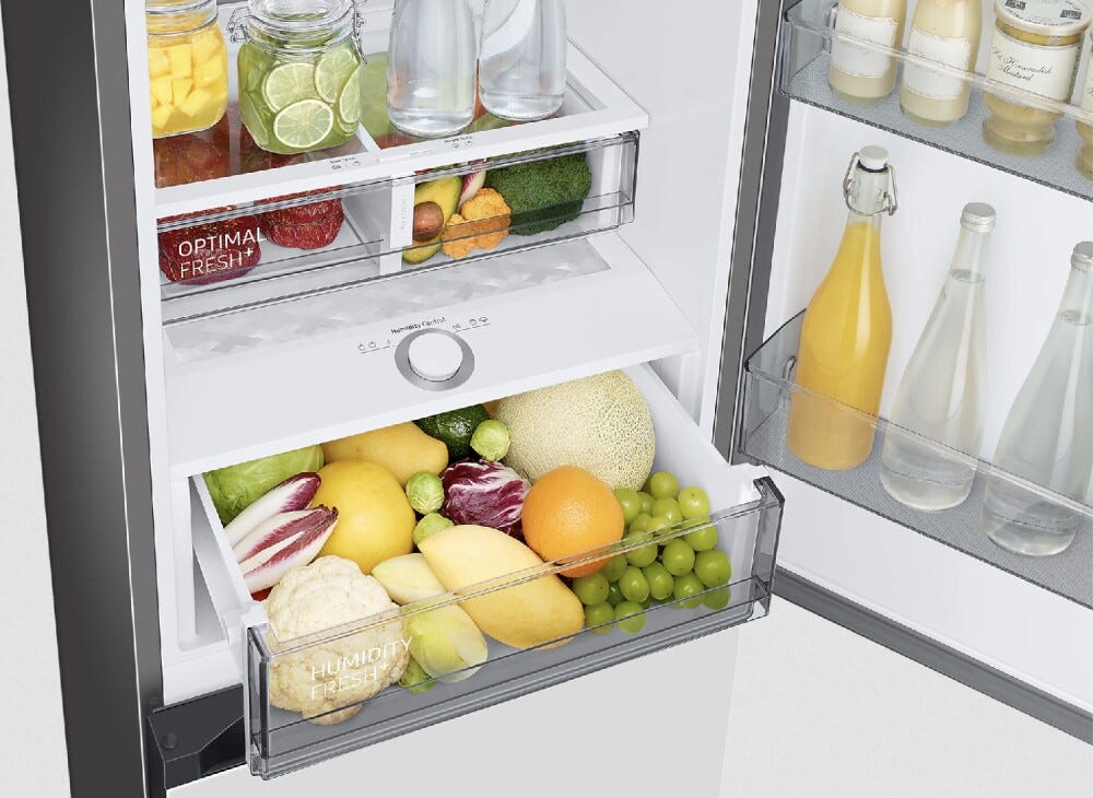 Samsung RB34C7B5E12/EF Bespoke Frigorifero con congelatore a libera installazione cm. 60 h. 185 - lt. 344 - vetro bianco