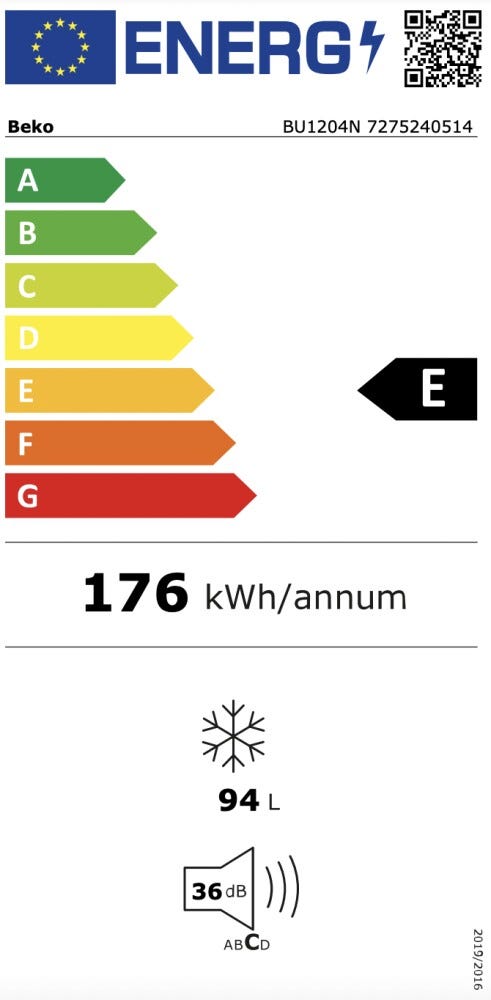 Beko BU1204N Congelatore ad incasso cm. 60 h. 82 - lt. 94