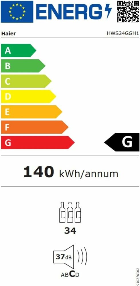 Haier HWS34GGH1 3 Cantina vini cm. 48 - 34 bottiglie - nero