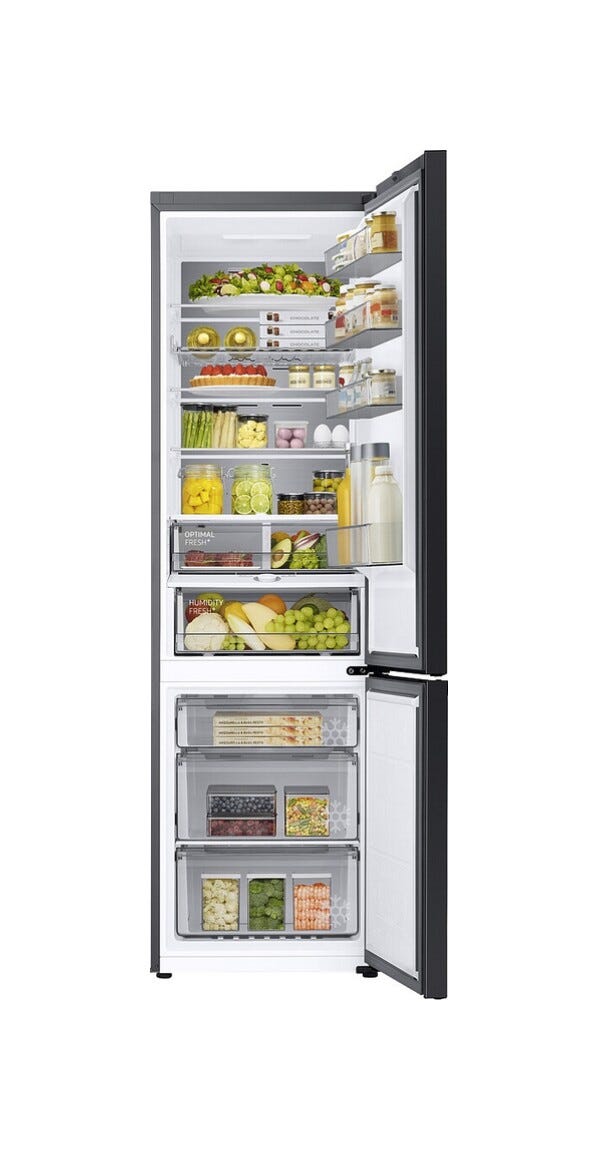 Samsung RB38C7B5E22/EF Bespoke AI Frigorifero con congelatore a libera installazione cm. 60 h. 203 - lt. 390 - vetro nero