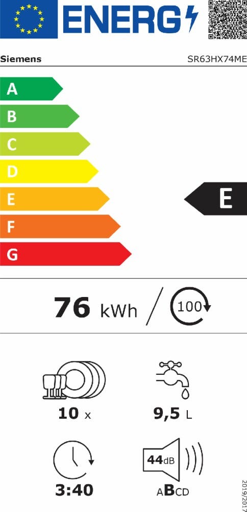 Siemens SR63HX74ME iq300 Lavastoviglie integrata totale cm. 45 - 10 coperti