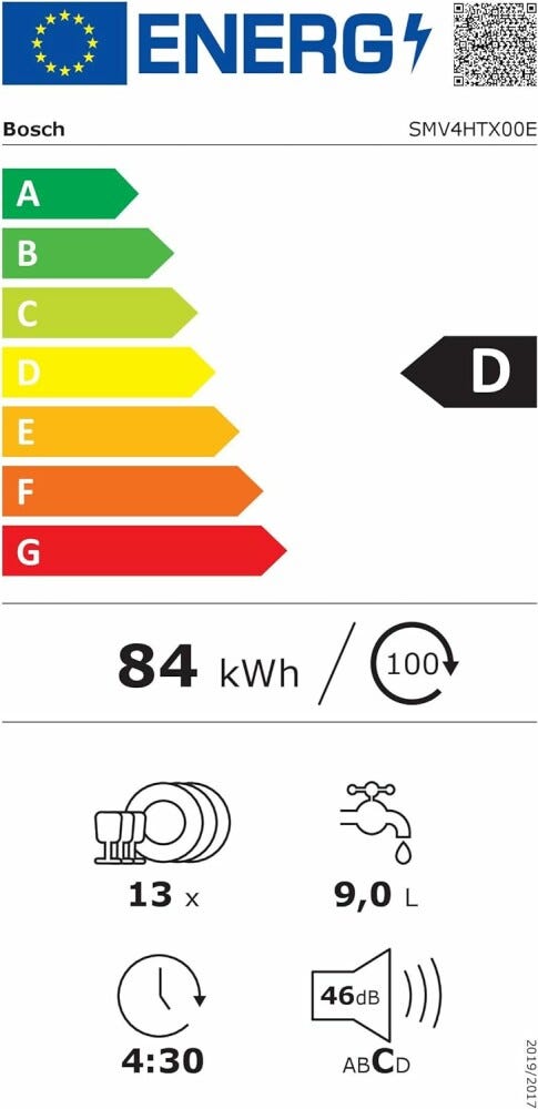 Bosch SMV4HTX00E 4 Lavastoviglie integrata totale cm. 60 - 13 coperti