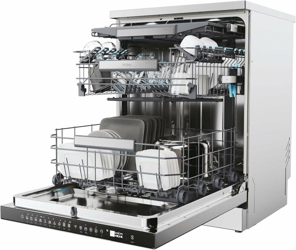 Haier XF 6B2M3PX I-Pro Shine Serie 5 Lavastoviglie a libera installazione cm. 60 - 16 coperti - inox