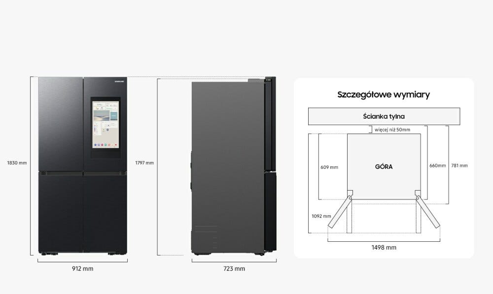 Samsung RF65DG9H0EB1 Family Hub Frigorifero con congelatore 4 porte a libera installazione cm. 91 h. 183 - lt. 636 - grafite metallizzata