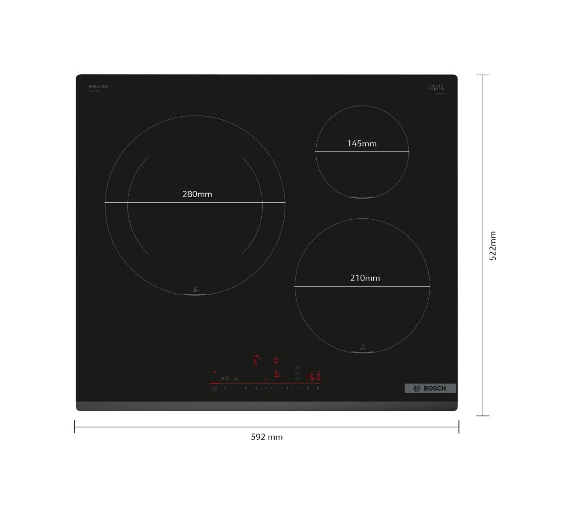 Bosch PIJ631HC1E 6 Piano cottura a induzione cm. 59 - vetroceramica nero