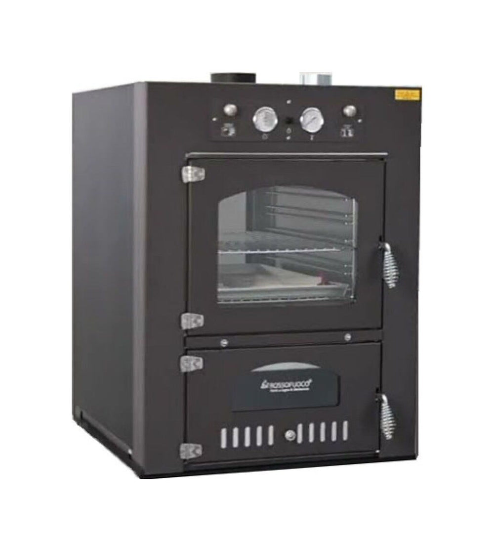 Rossofuoco Quattrostagioni Forno a legna bifacciale da incasso 75 x 80 cm a combustione separata - antracite