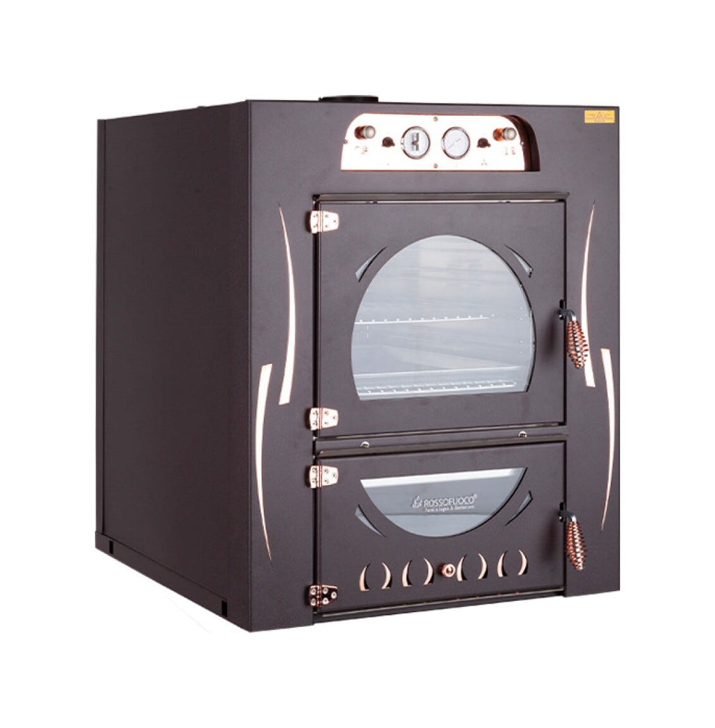Rossofuoco Fiamma Rame Incasso Forno a legna da incasso 80 x 112 cm a combustione separata - antracite/rame