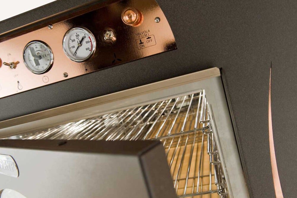 Rossofuoco Fiamma Rame Incasso Forno a legna da incasso 75 x 77 cm a combustione separata - antracite/rame