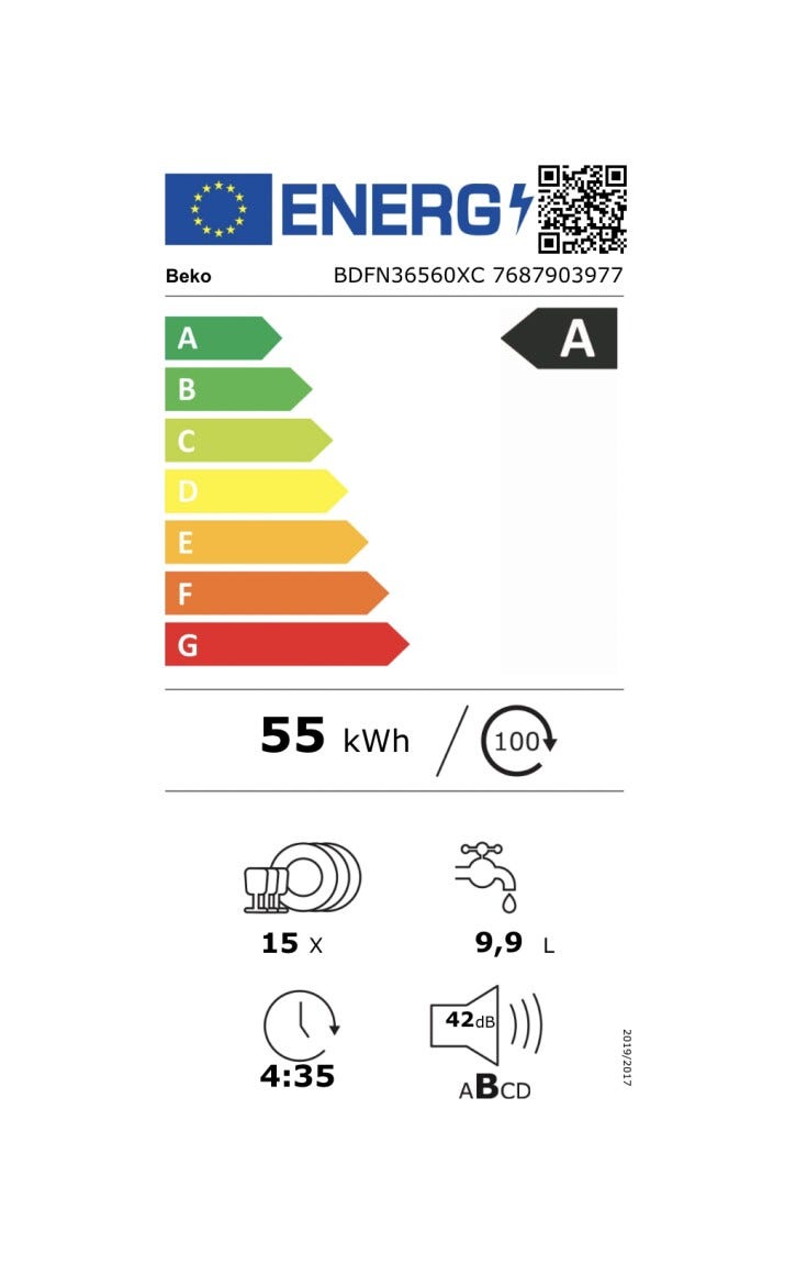 Beko BDFN36560XC Lavastoviglie a libera installazione cm. 60 - 15 coperti - pearl inox