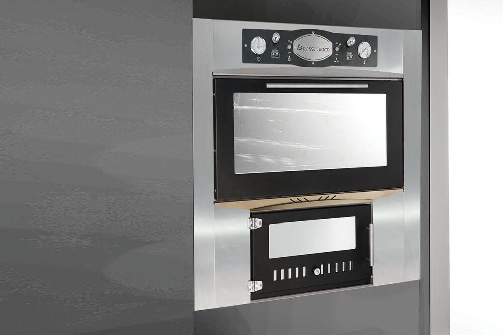 Rossofuoco Sedicinoni Forno a legna da incasso 100 x 78 cm a combustione separata - inox