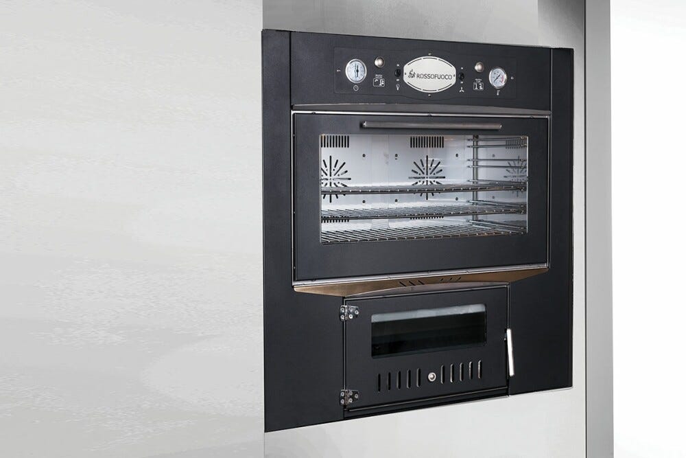 Rossofuoco Sedicinoni Black Forno a legna da incasso 100 x 78 cm a combustione separata - nero