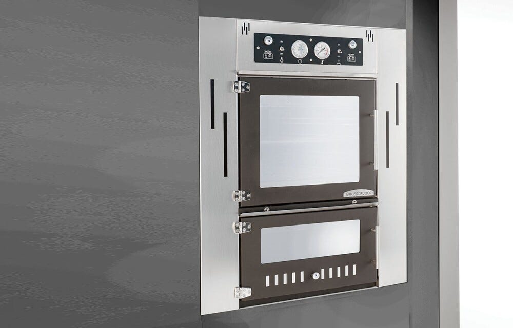 Rossofuoco Steel Incasso Forno a legna da incasso 80 x 112 cm a combustione separata - inox