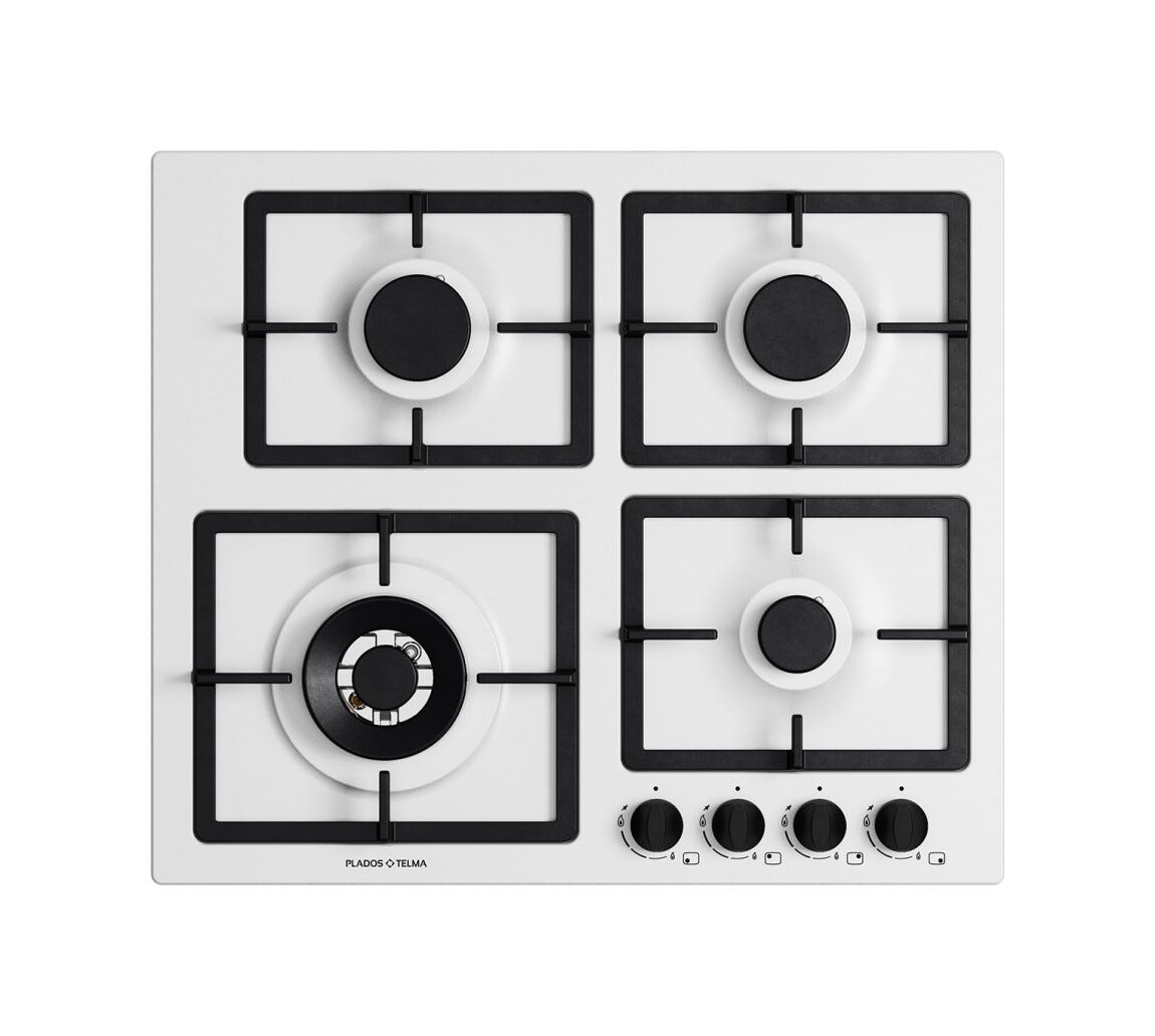 Plados Telma FLAT60 UG 98 Piano cottura cm. 60 x 51 - 3 fuochi + 1 tripla corona - bianco